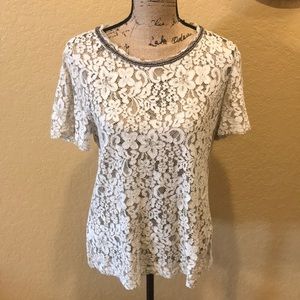 V Cristina short sleeve, lace blouse, size L, like new | offer in description